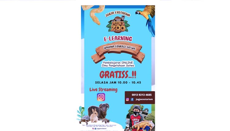 Mini Zoo Jogja Exotarium Delivers Animal and Environmental Education Programs through Live Streaming